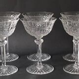 6 Saint Louis crystal champagne glasses / coupes. Tommy model.