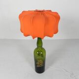 Wine bottle table lamp with fabric shade, 1970s