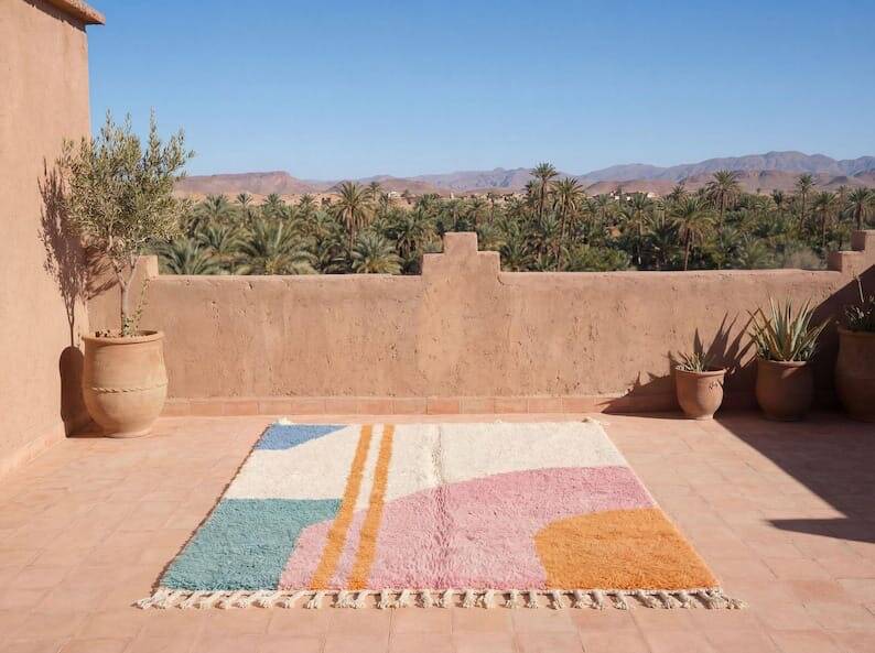 Traditional handwoven Beni Ourain rug from the Atlas, size 1.5/2.5 m.