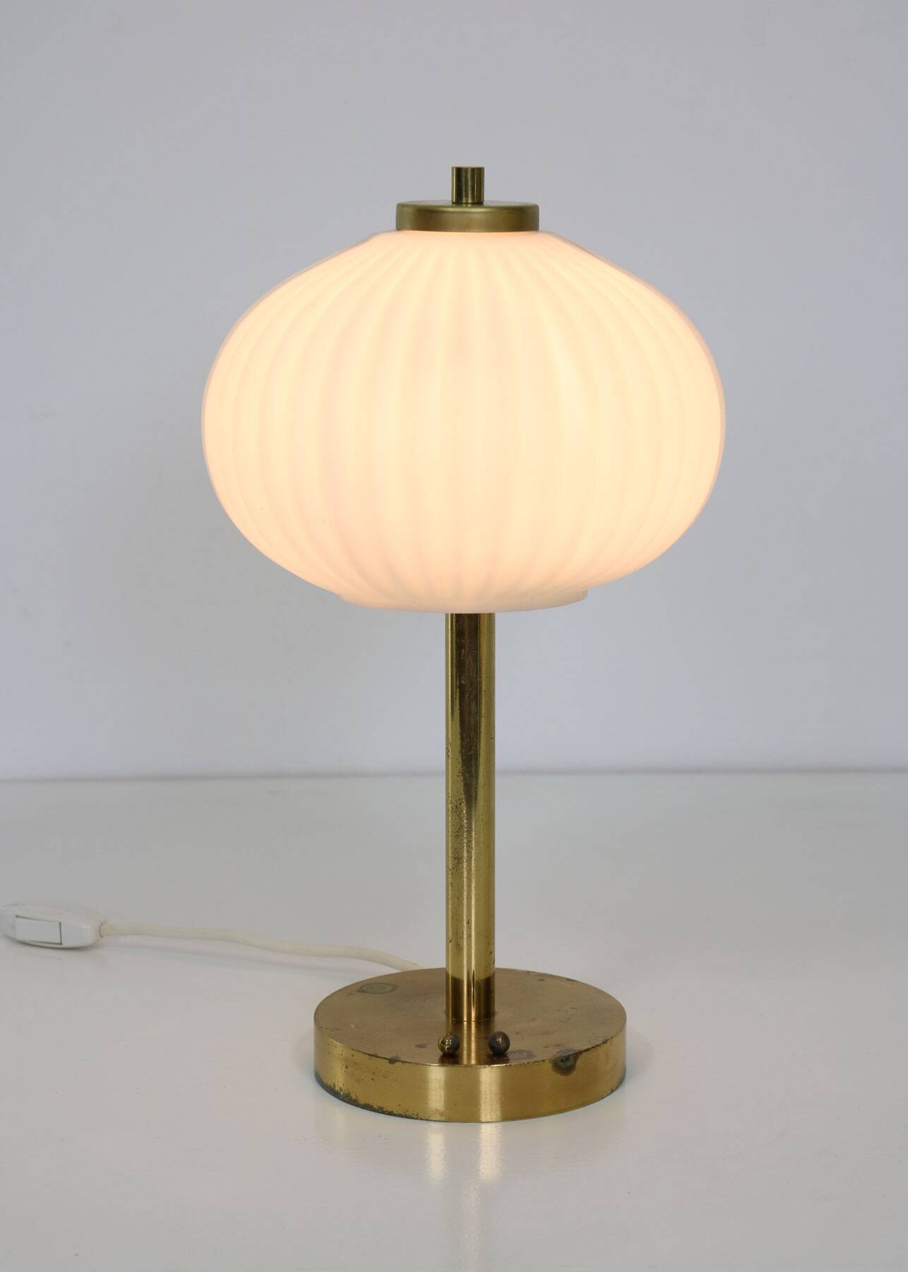 Mid-Century Brass & Glass Table Lamp