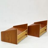 Ensemble de tables de chevet avec tiroir en teck de design danois des années 1960