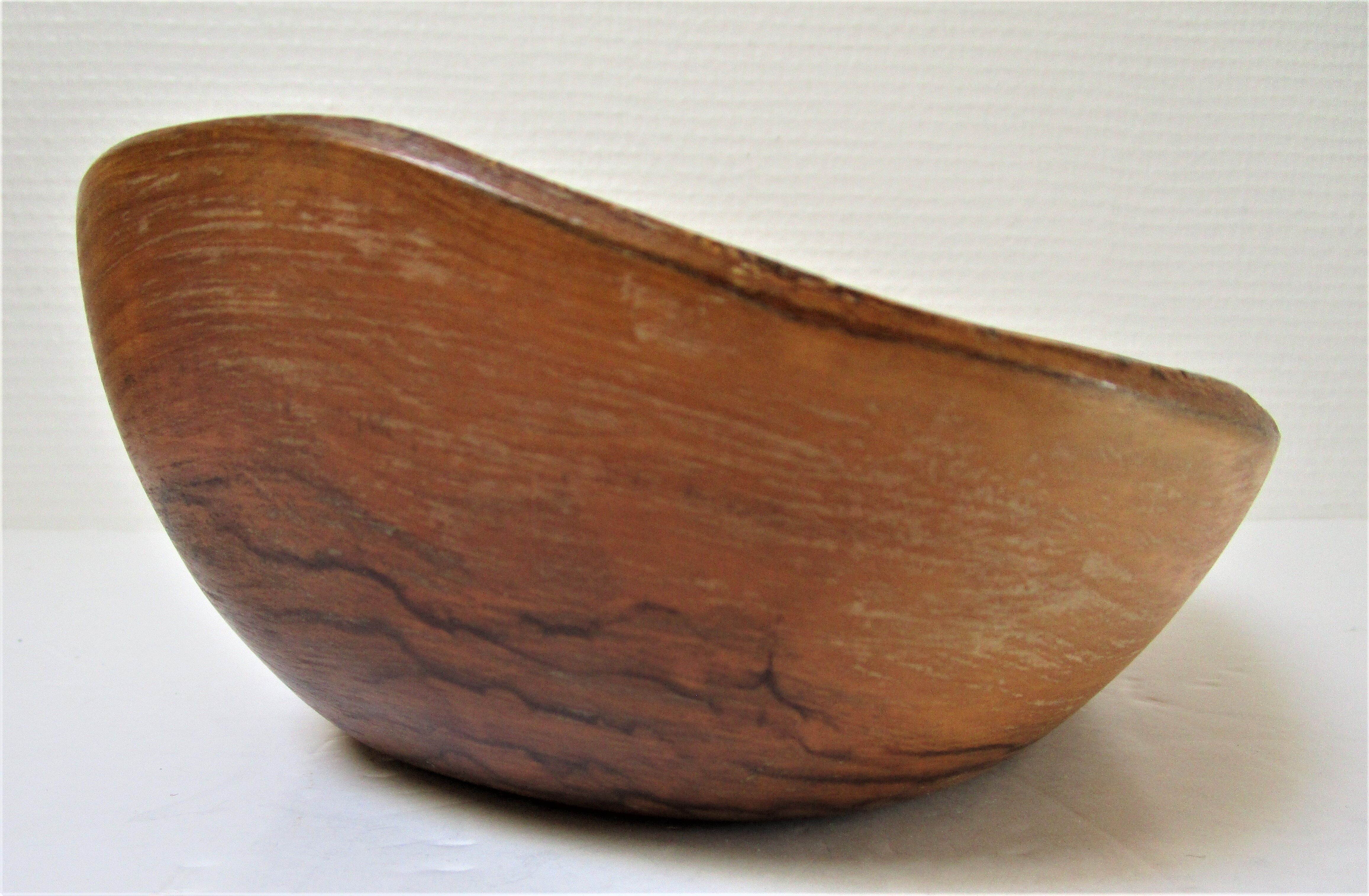 Large fruit cup in vintage carved solid walnut
