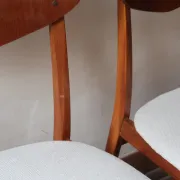 Set of 5 Scandinavian teak chairs from the 1960s, with curved backrest.