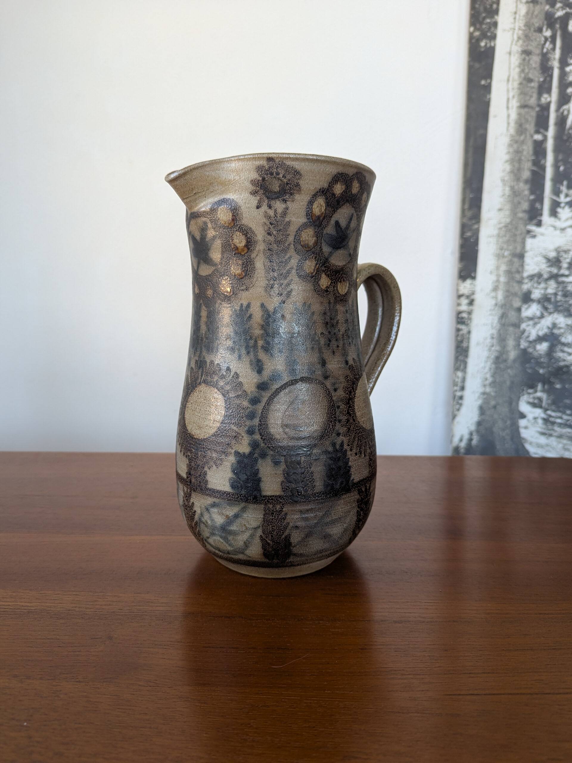 Large glazed stoneware pitcher by J.C. Courjault Kéraluc