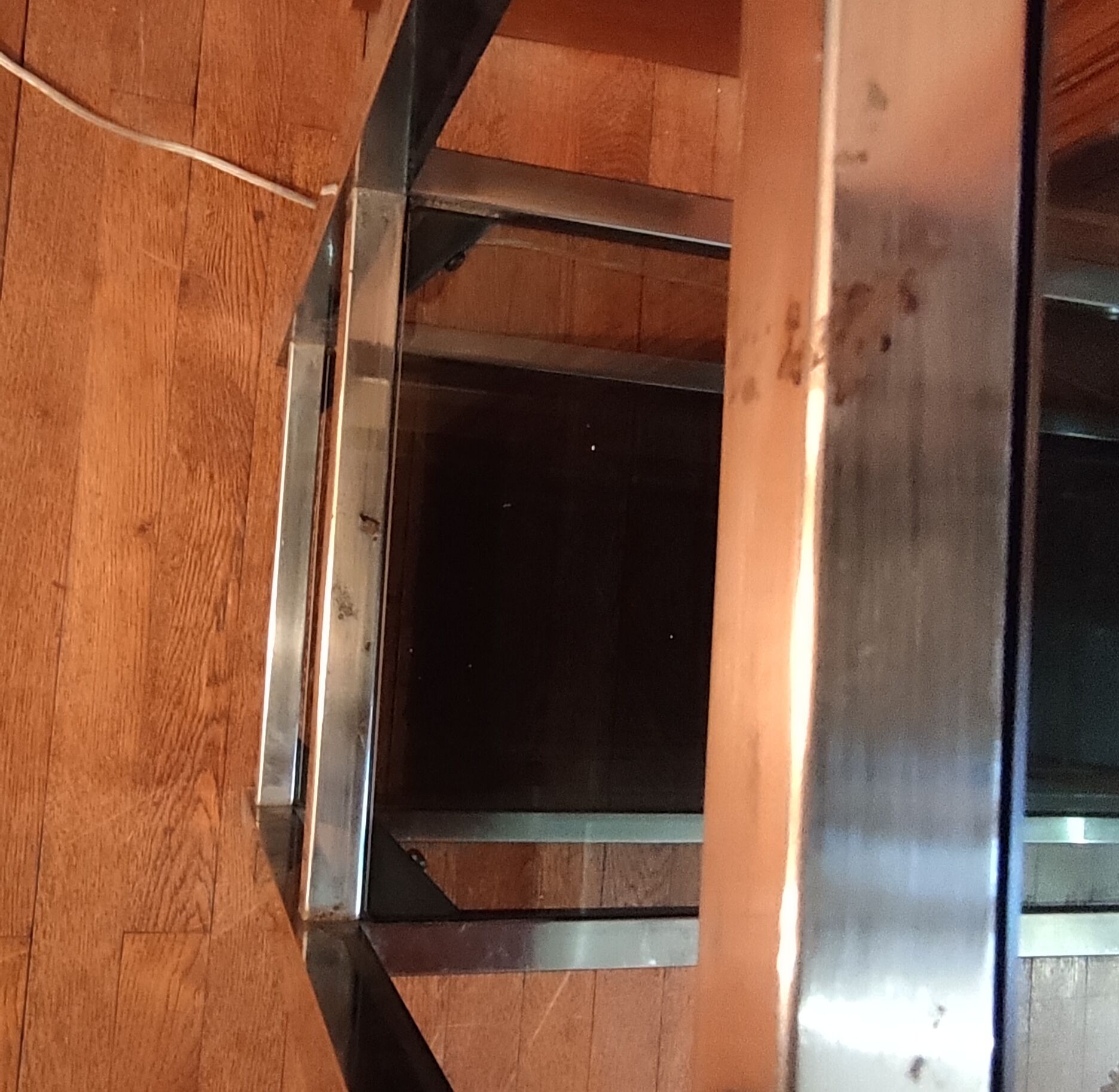 Design shelf Roche Bobois, chromed metal and smoked glass