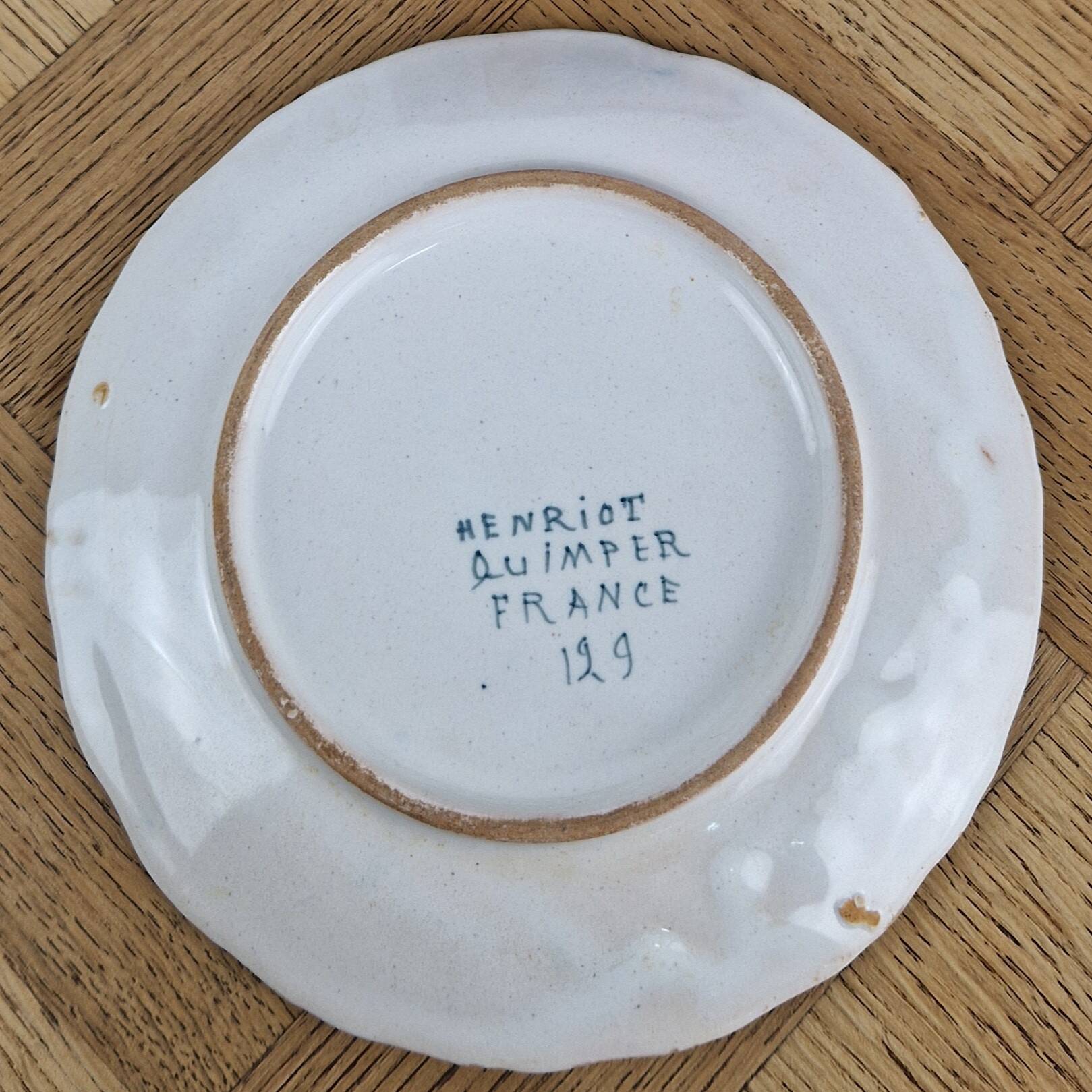 Old butter dish Henriot Quimper earthenware from Brittany