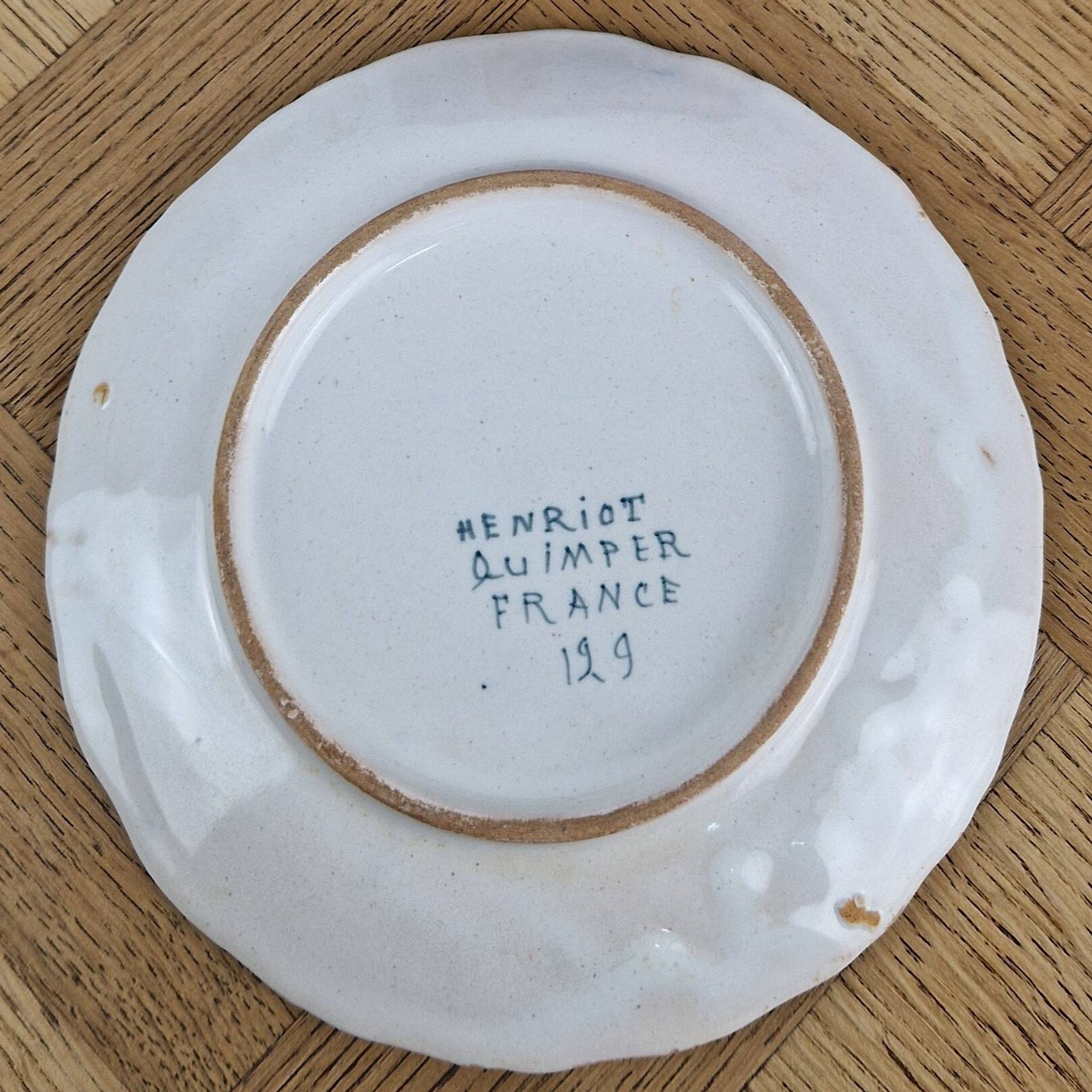 Old butter dish Henriot Quimper earthenware from Brittany