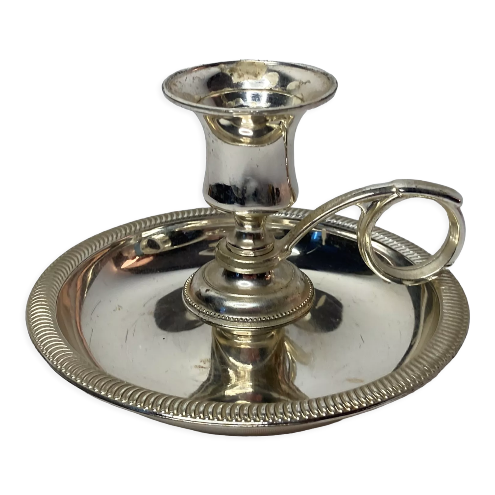 Twentieth century silver metal hand candle holder