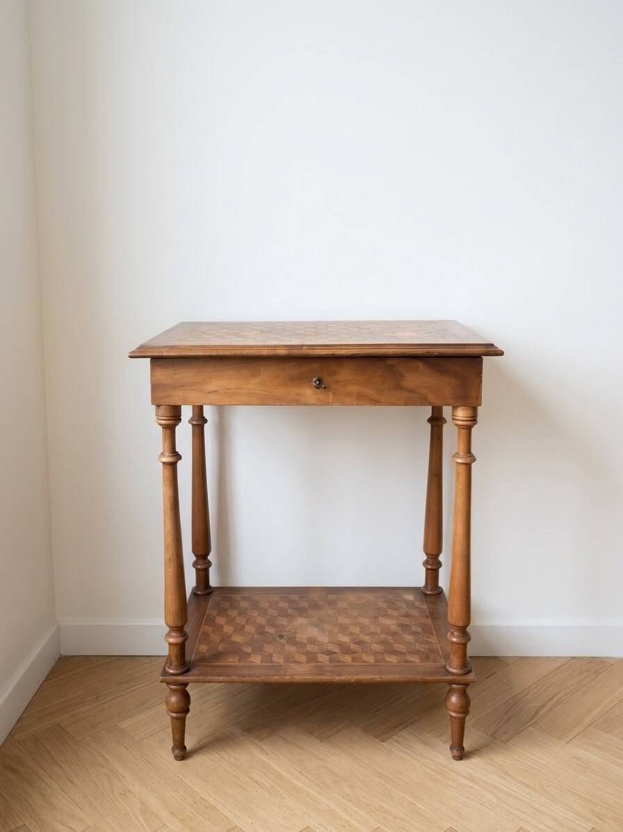 Antique marquetry wooden dresser