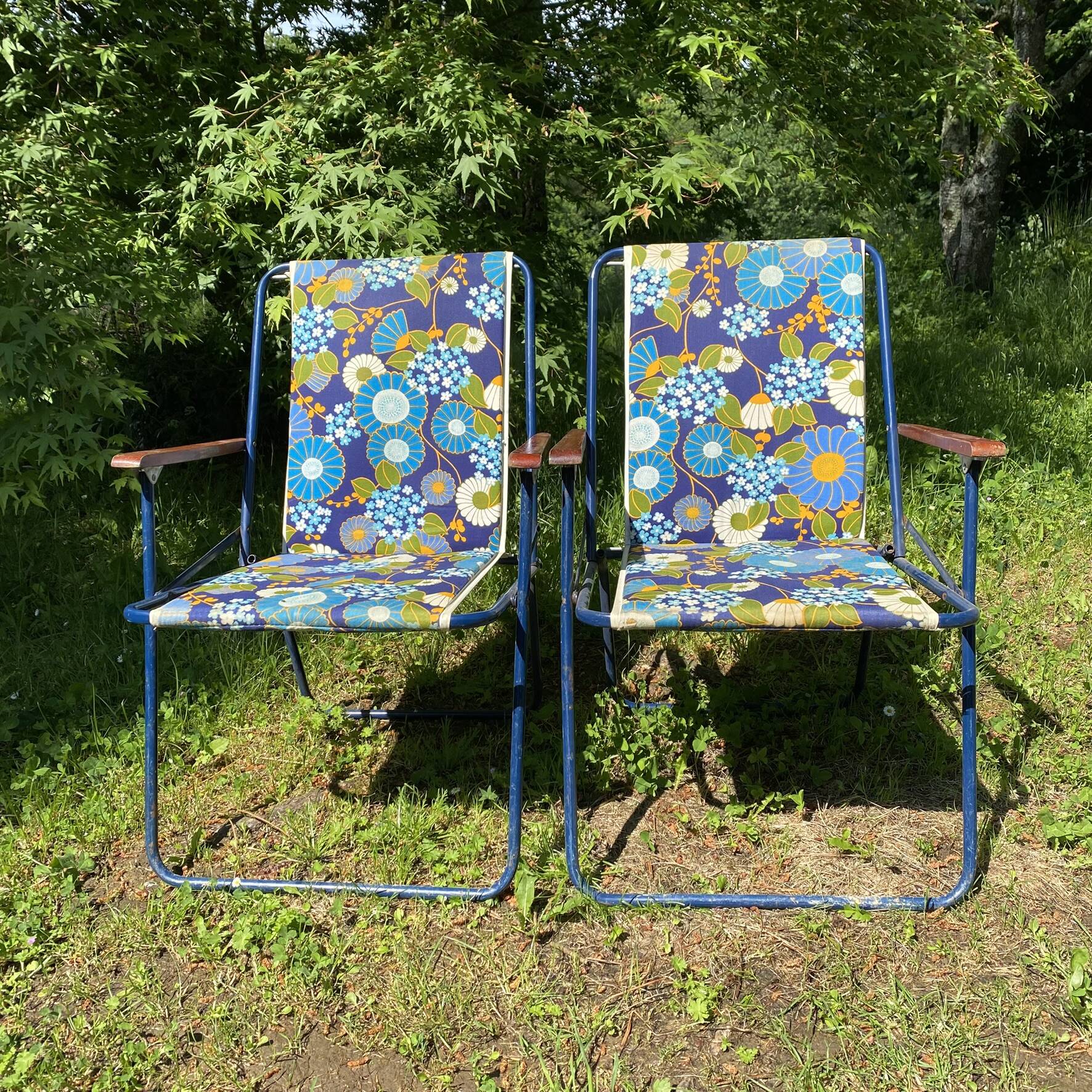 Chaises de camping pliantes années 70 , chaises de jardin