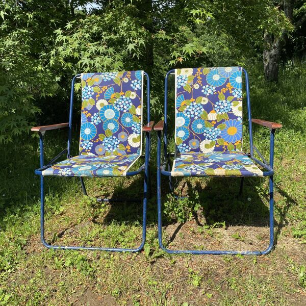 Chaises de camping pliantes années 70 , chaises de jardin