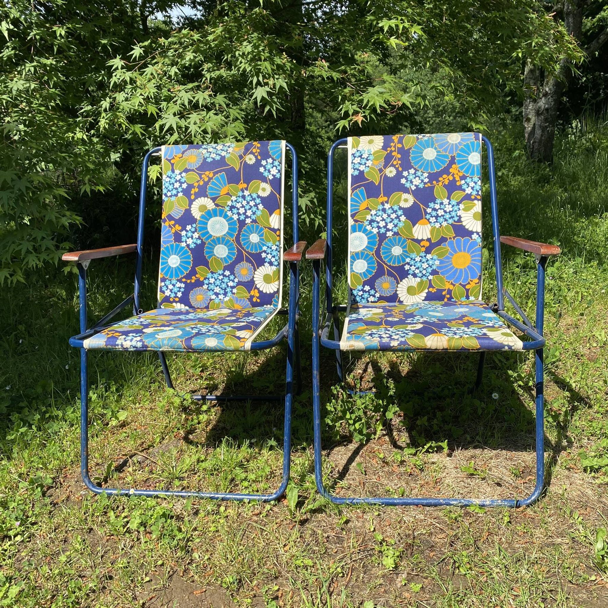 1970s folding camping chairs, garden chairs