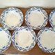 Ensemble 6 assiettes creuses Moulin des Loups motif graphique bleu