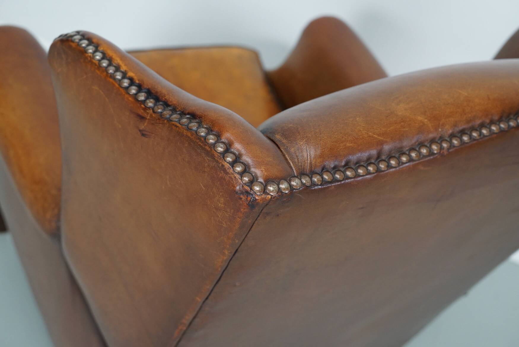 Vintage Dutch Cognac Colored Leather Club Chair