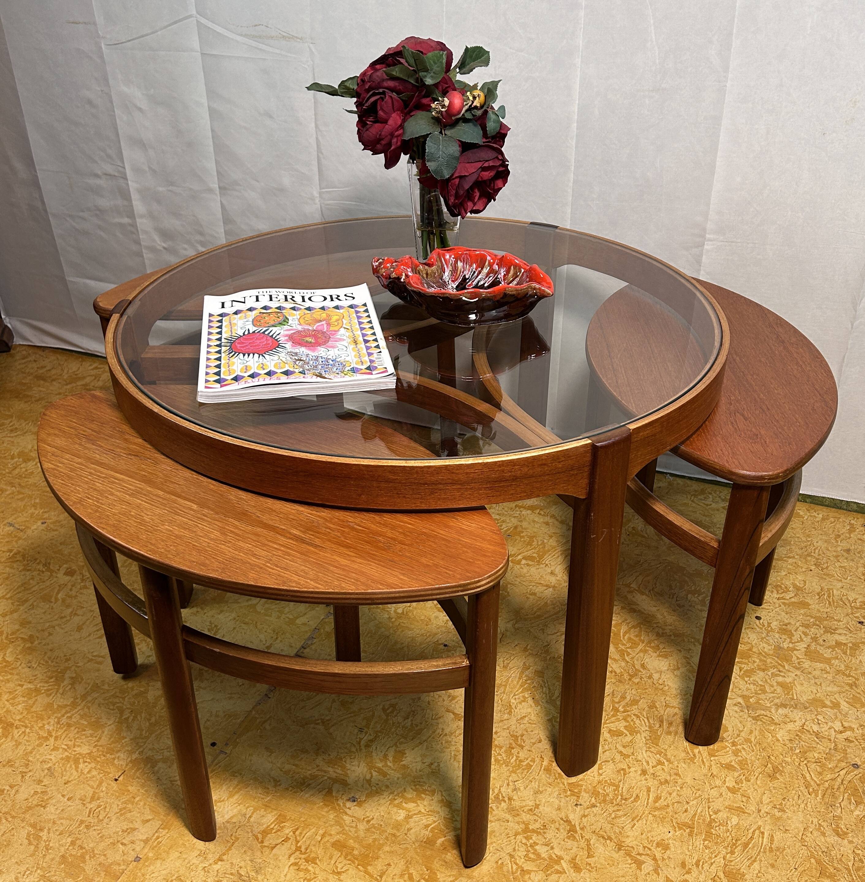 Mid century retro vintage teak round coffee table by Nathan Trinity 1960