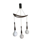 Teak and opaline chandelier Rispal