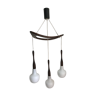 Teak and opaline chandelier Rispal