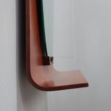 Mid century curved entryway teak mirror 1960s