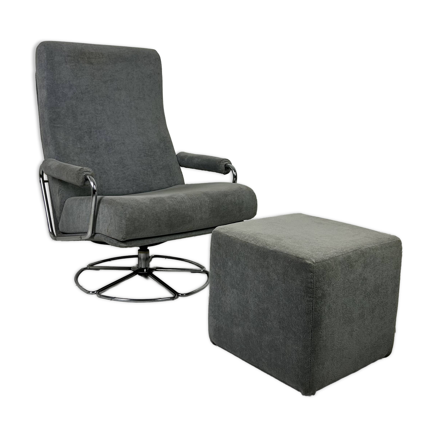 Vintage Gelderland swivel armchair with ottoman Jan des Bouvrie