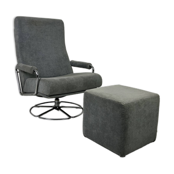 Fauteuil pivotant vintage Gelderland avec repose-pieds Jan des Bouvrie