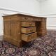 Bureau en teck anglais classique avec cuir marron