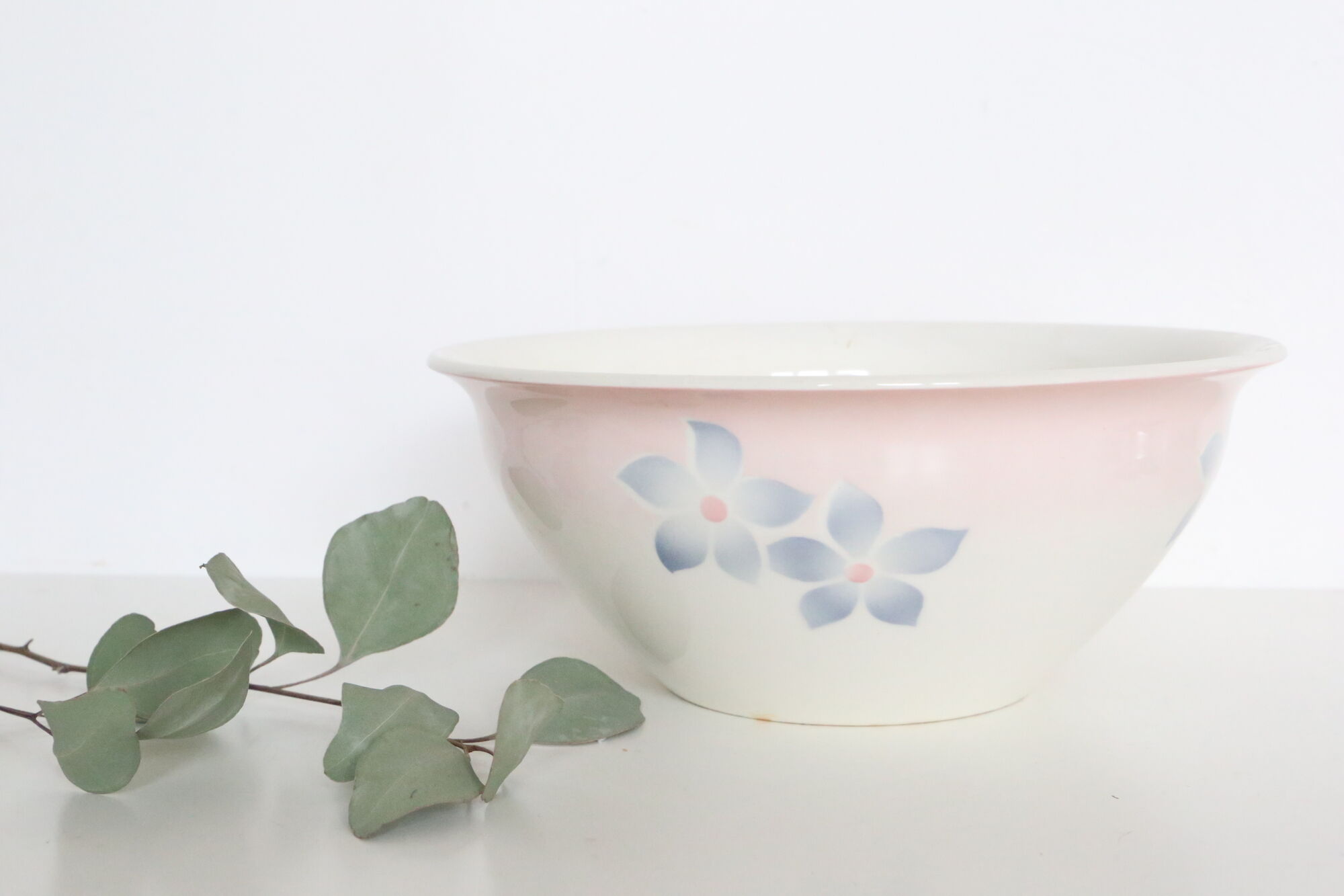 Antique ceramic salad bowl, moulin des loups, 1980, french manufacture