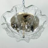 Vintage La Murrina ceiling lamp in clear Murano glass and brass. Italy 1980s
