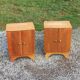 Pair of vintage bedside tables in blond and gilded oak from the 50s