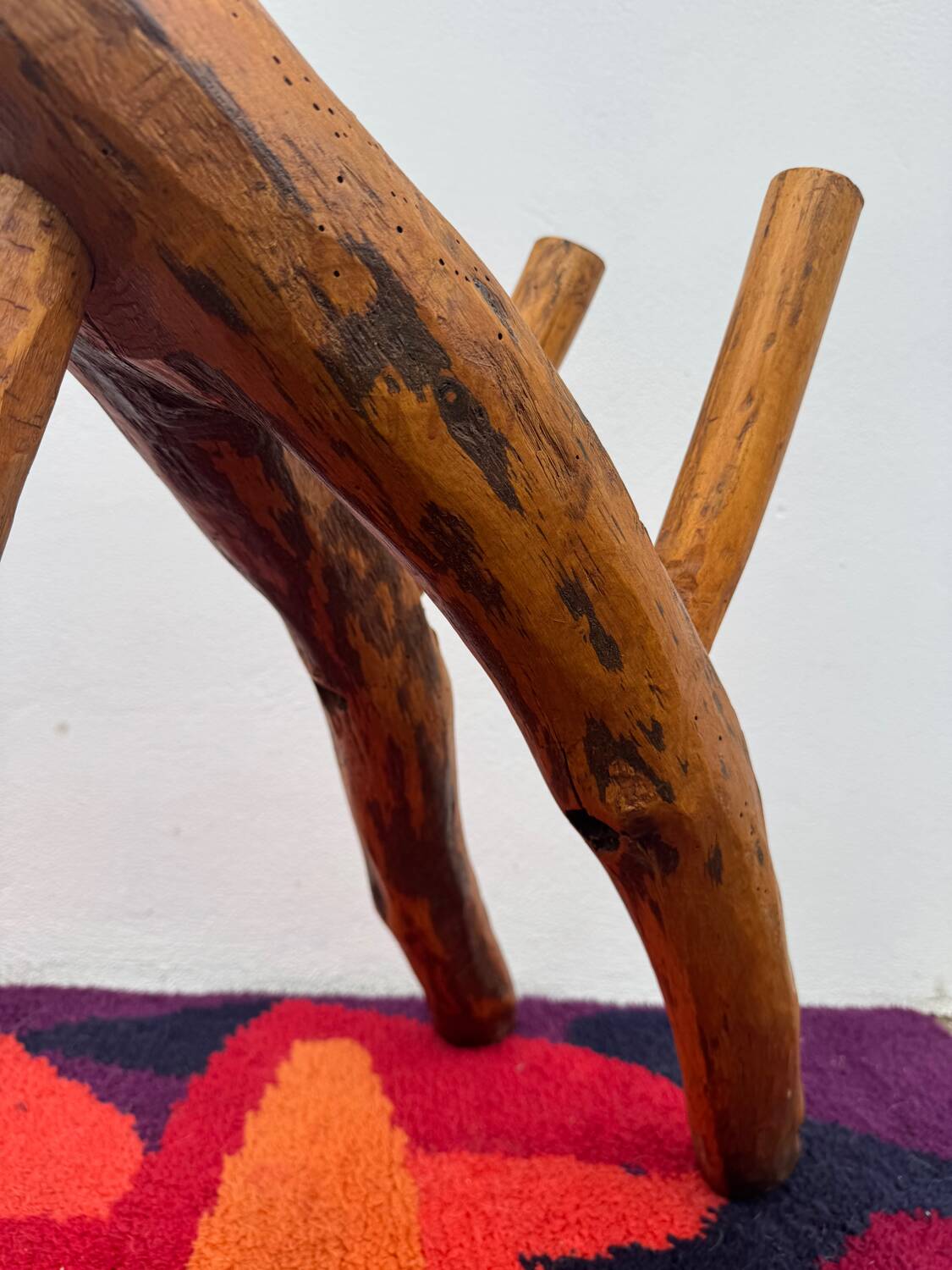 Brutalist style wooden magazine rack from the 1960s