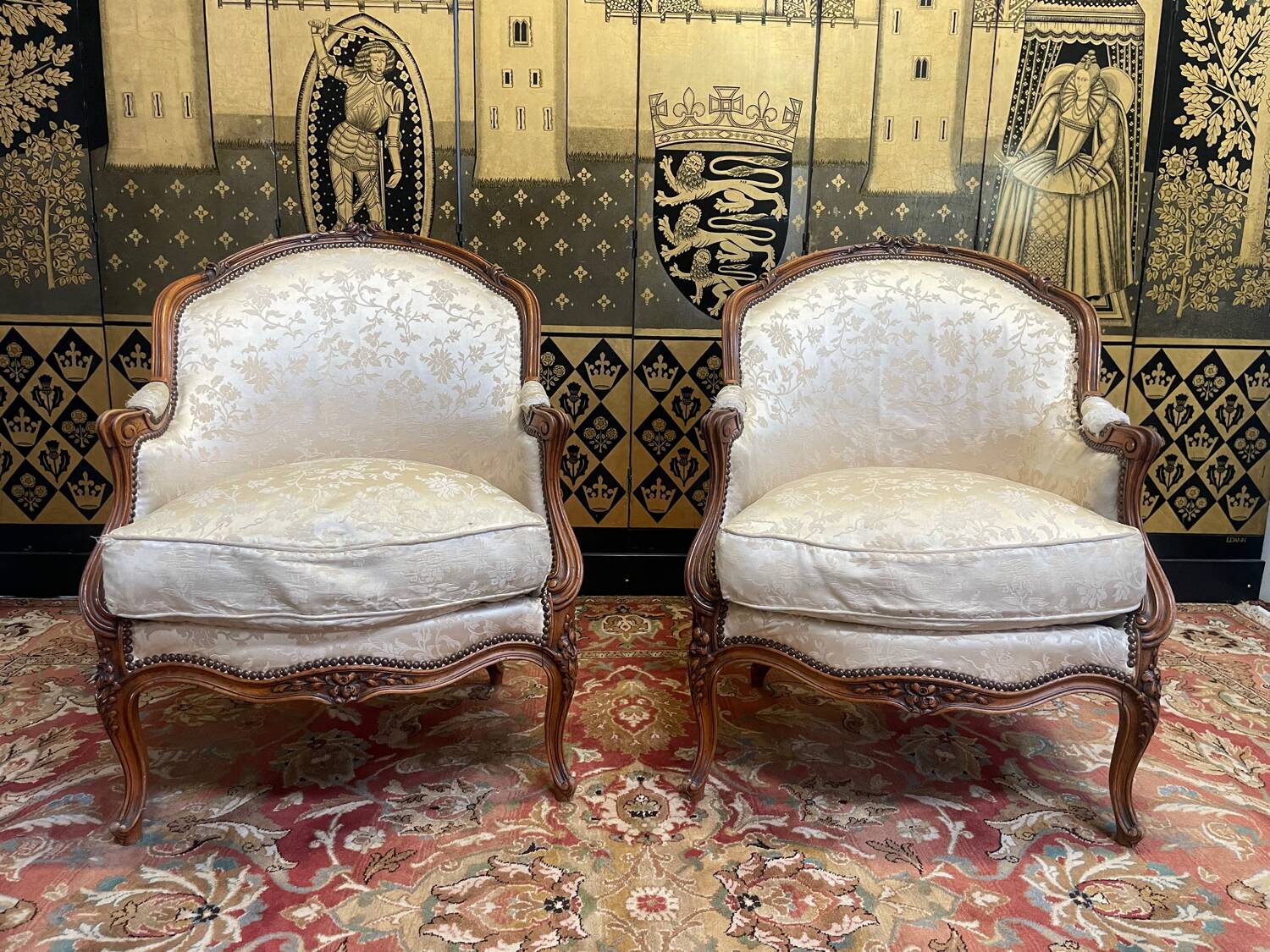 Pair of armchairs - Louis XV style shepherdesses