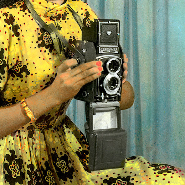 Portrait of a young woman with camera, Colorful photography, Rajasthan