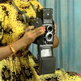 Portrait of a young woman with camera, Colorful photography, Rajasthan