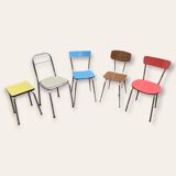 Mismatched formica chairs and stool 1960