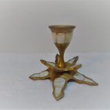 Brass and mother-of-pearl candlestick