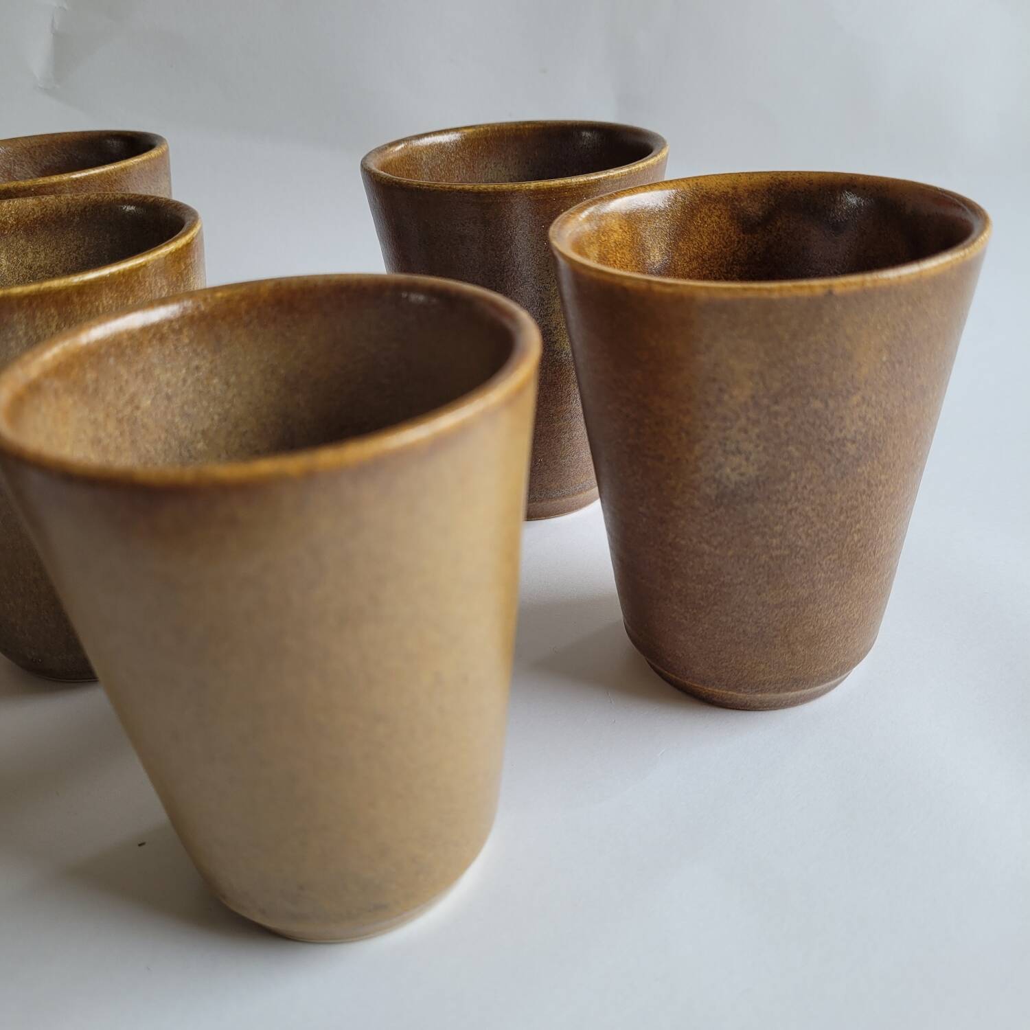 Set of 6 Digoin stoneware tumblers / cups
