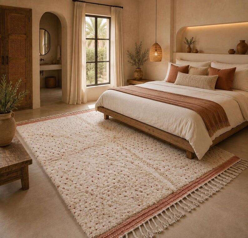 Tapis berbère fait main traditionnelle artisanale taille 3/4 m
