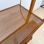 Art Deco serving trolley in oak, chrome & glass, France, 1930