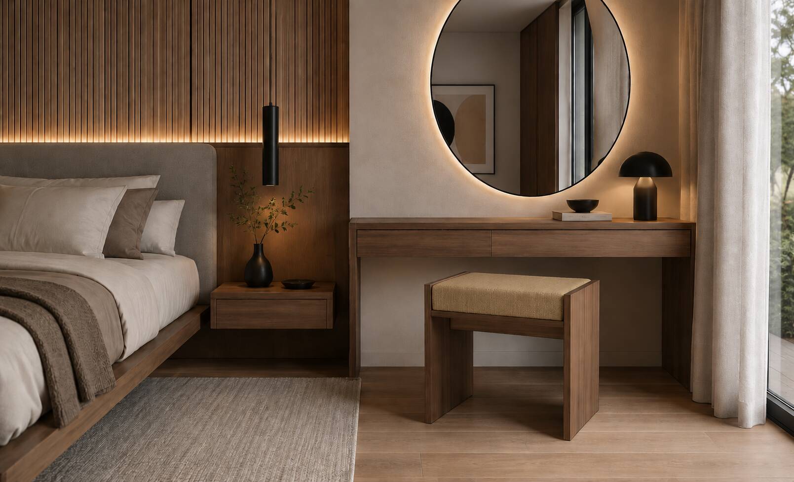 Solid oak stool with cushion (customisable)