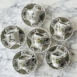 6 Ridgway Staffordshire Windsor teacups and saucers