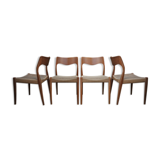 Set de 4 chaises de salon modèle 71 mid-century par Niels Otto (N.O.) Møller 1950s