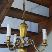 Lustre hollandais en laiton doré à 3 bras de lumière