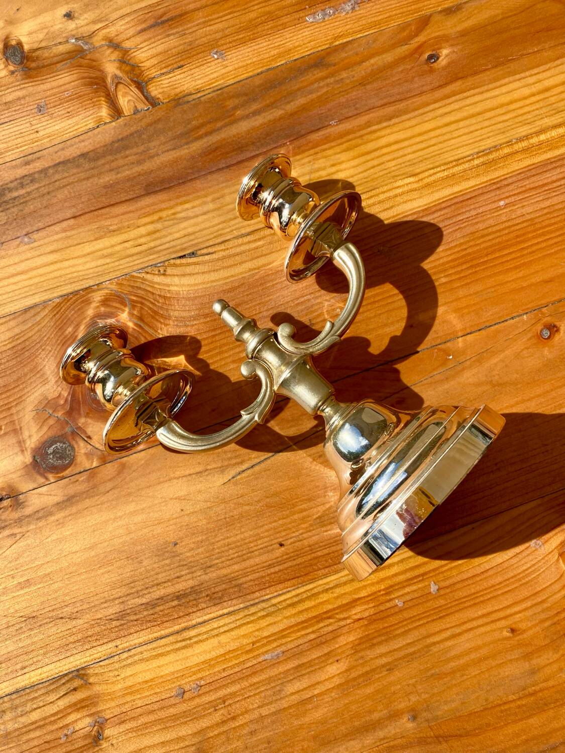 Double silver metal candlestick