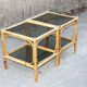 Pair of bamboo and smoked glass vintage bedside tables