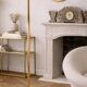 Art Deco floor lamp in brass and opaline glass - 130 cm