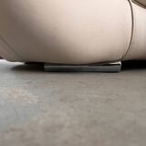 Rounded off-white leather sofa