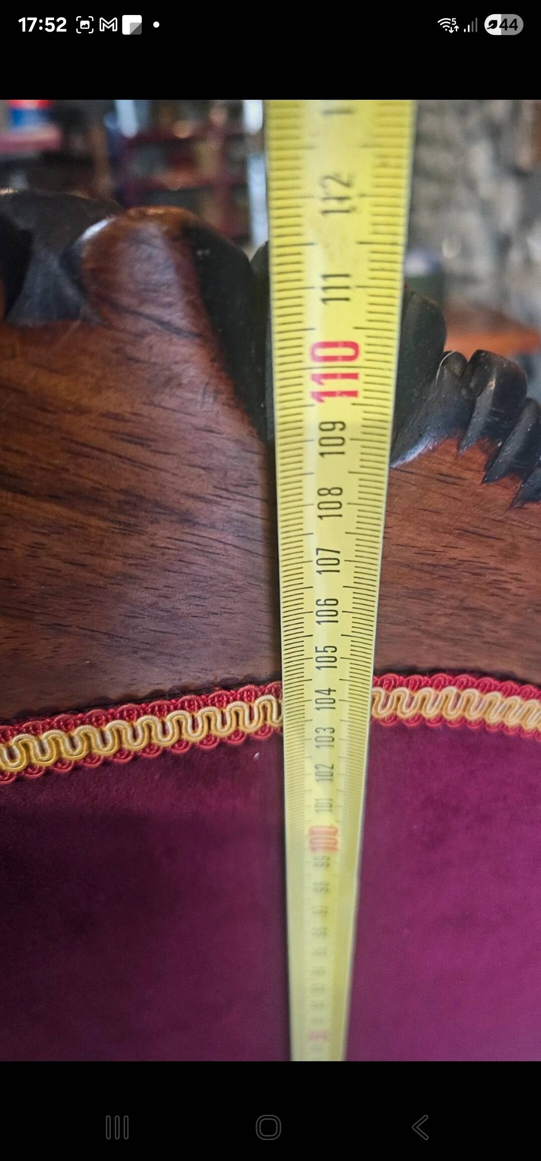 Louis-Philippe armchair in mahogany and burgundy velvet, floral decoration.