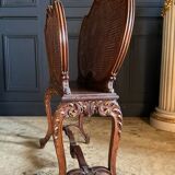 Magazine Rack Called “Goat” From the End of the 19th Century in Wood and Canework in the Louis XV Style