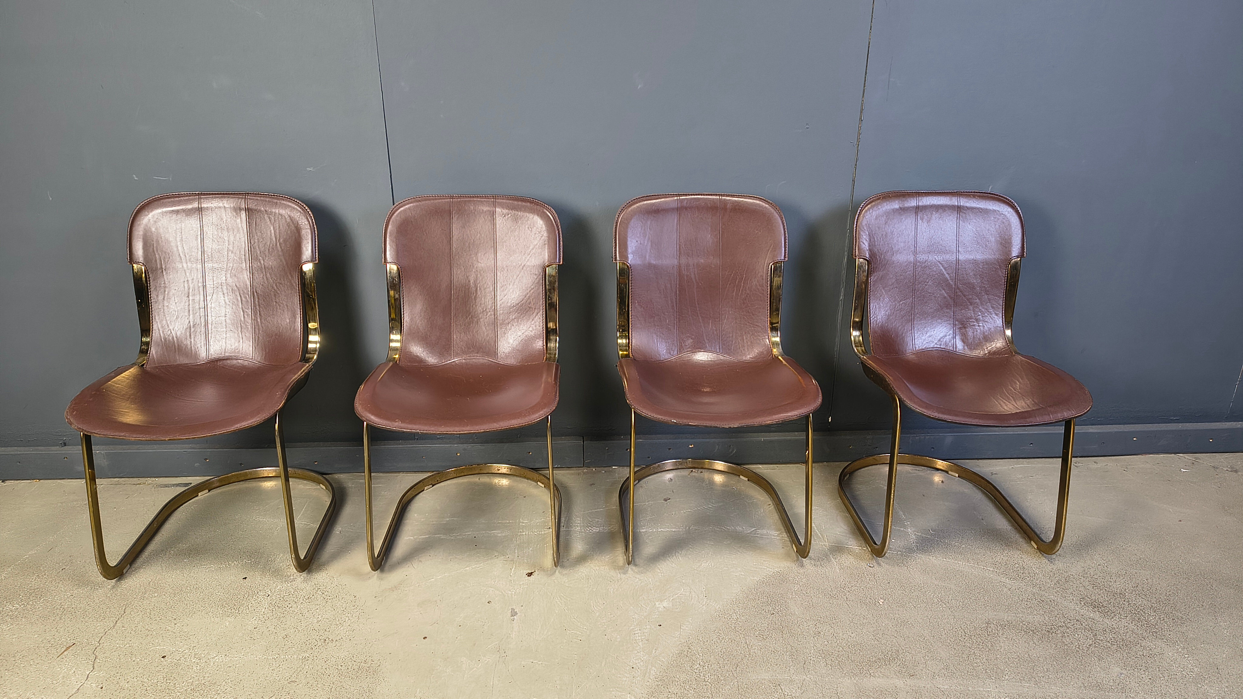 Vintage dining chairs by Willy Rizzo for Cidue - set of 4 - 1970s