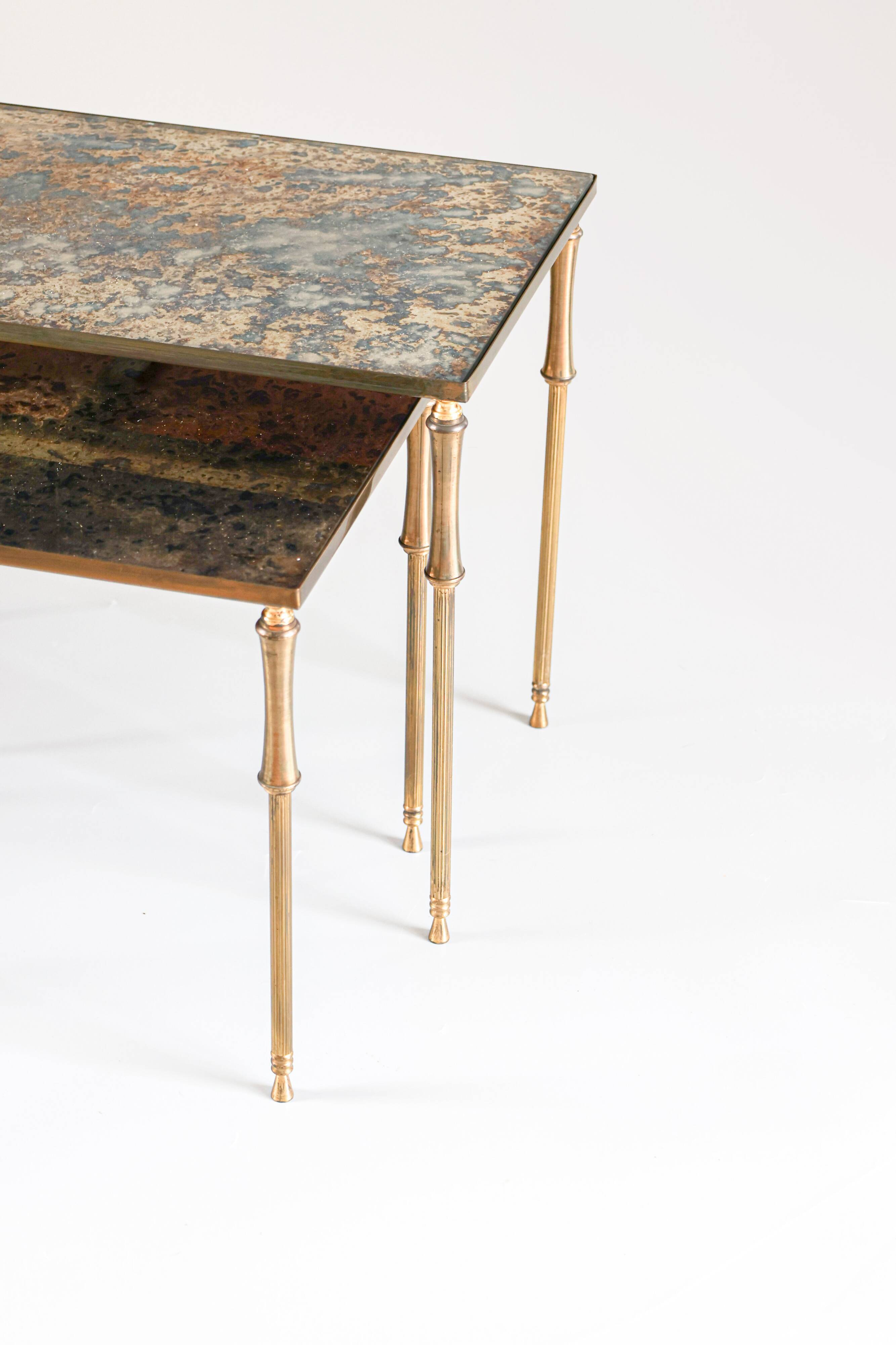 Églomisé glass nesting tables in neoclassical style, Belgium, 1960s