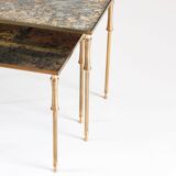 Églomisé glass nesting tables in neoclassical style, Belgium, 1960s